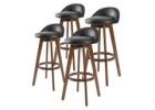 4X Wooden Bar Stool Dining Chair Leather LEILA 72cm BLACK BROWN