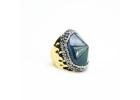 Green Agate Ring Gold Plated